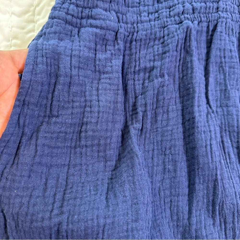 100% Cotton Navy Sleeveless Midi Dress/Swim Cover-Up With Pockets in Size L - Picture 7 of 11